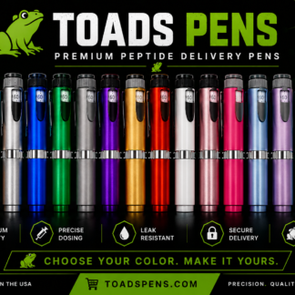 Reusable injection pens V2 in various colors from Toads Pens